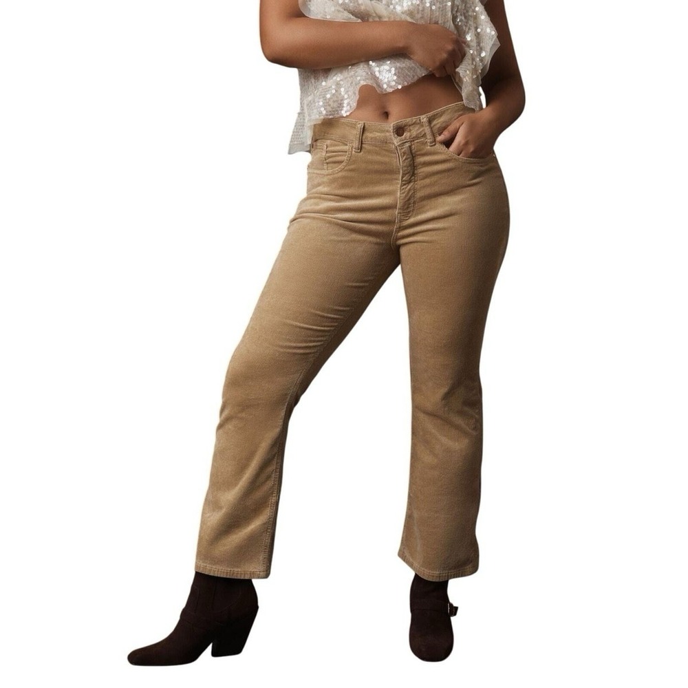 Anthropologie Pilcro Pants Womens 30 The Yaya Mid-Rise Corduroy Crop Flare Jeans